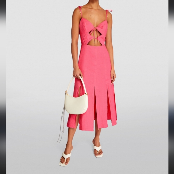 cult gaia Dresses & Skirts - Cult Gaia NWT Liv Cut of Vented Midi Dress in Sangria Pink Size LargeMSRP $558